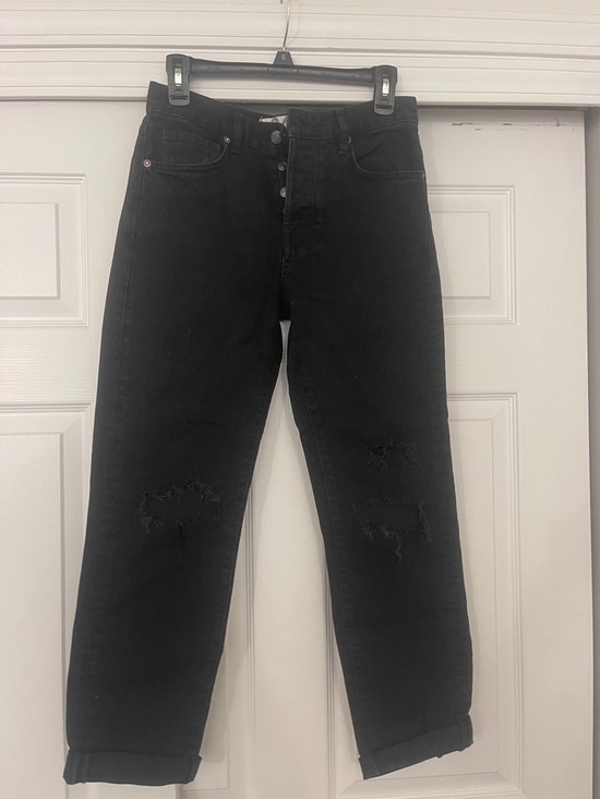 Free People Denim - Free People Black Distressed Button-Fly Jeans